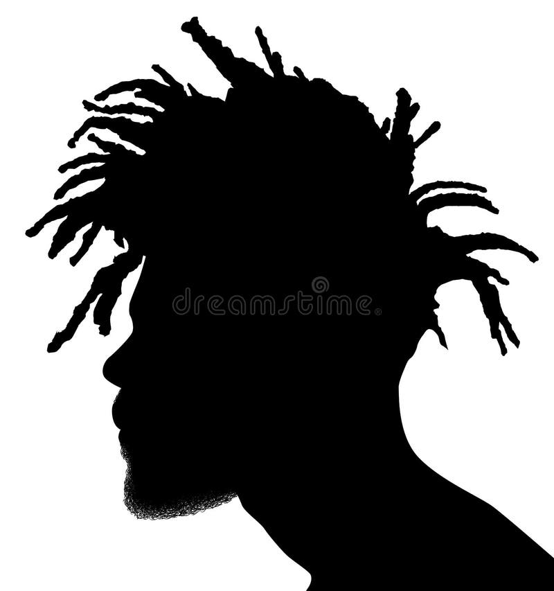 Silueta de imagen de perfil de áfrica para hombres de raza negra. hombre de lado con afroharren. dreadlocks peinado afro cabello