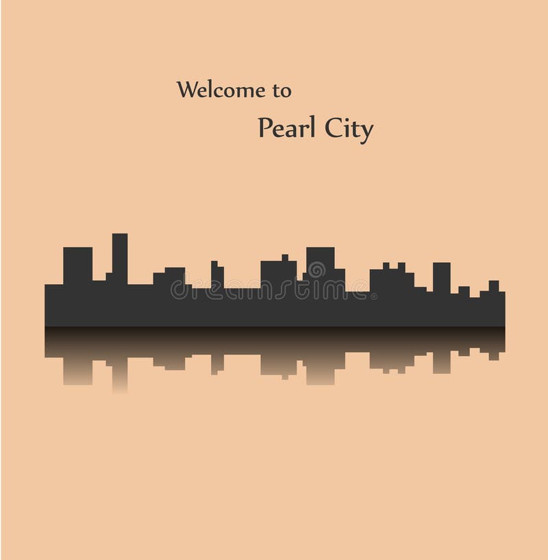 Silueta de la ciudad de perla de hawaii stock de ilustración