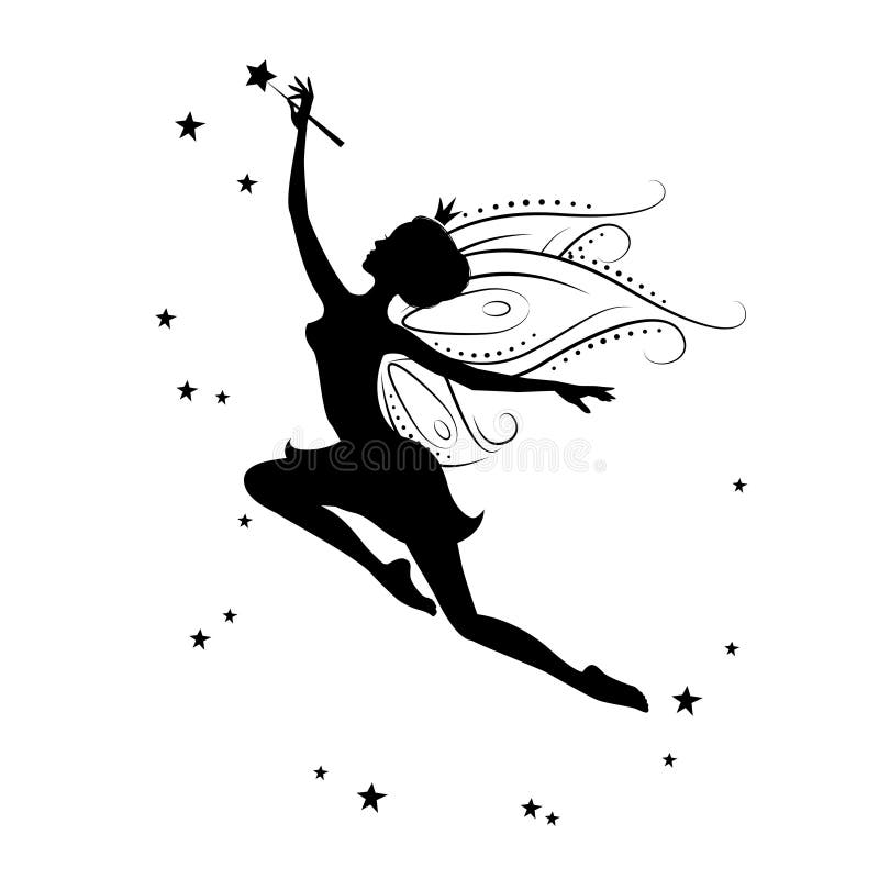 Silueta de la hada hermosa ilustración del vector Silueta de la hada hermosa ilustración del vector