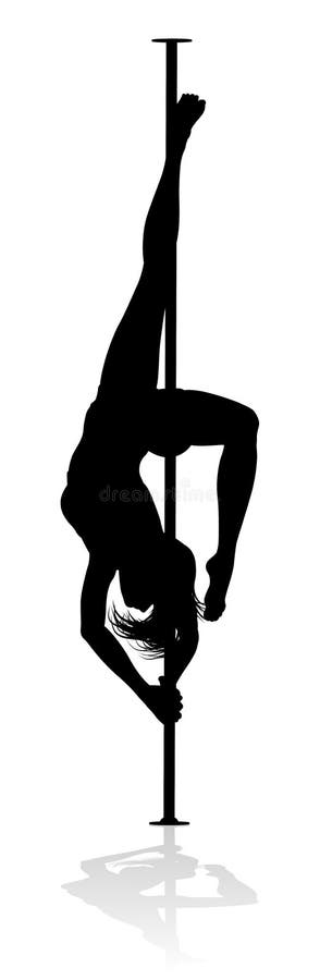 Silueta de la mujer del baile de poste stock de ilustración Silueta de la mujer del baile de poste stock de ilustración