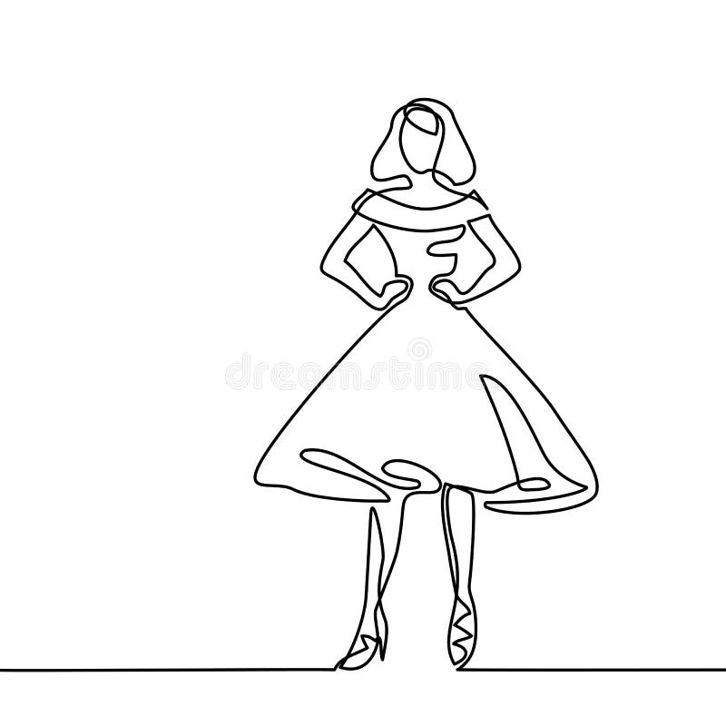Silueta De La Mujer Delgada En El Vestido De Midi Ilustración del Vector -  Ilustración de conceptual, garabato: 96579062