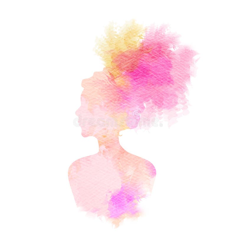 Silueta de la mujer más acuarela abstracta ilustración del vector Silueta de la mujer más acuarela abstracta ilustración del vector