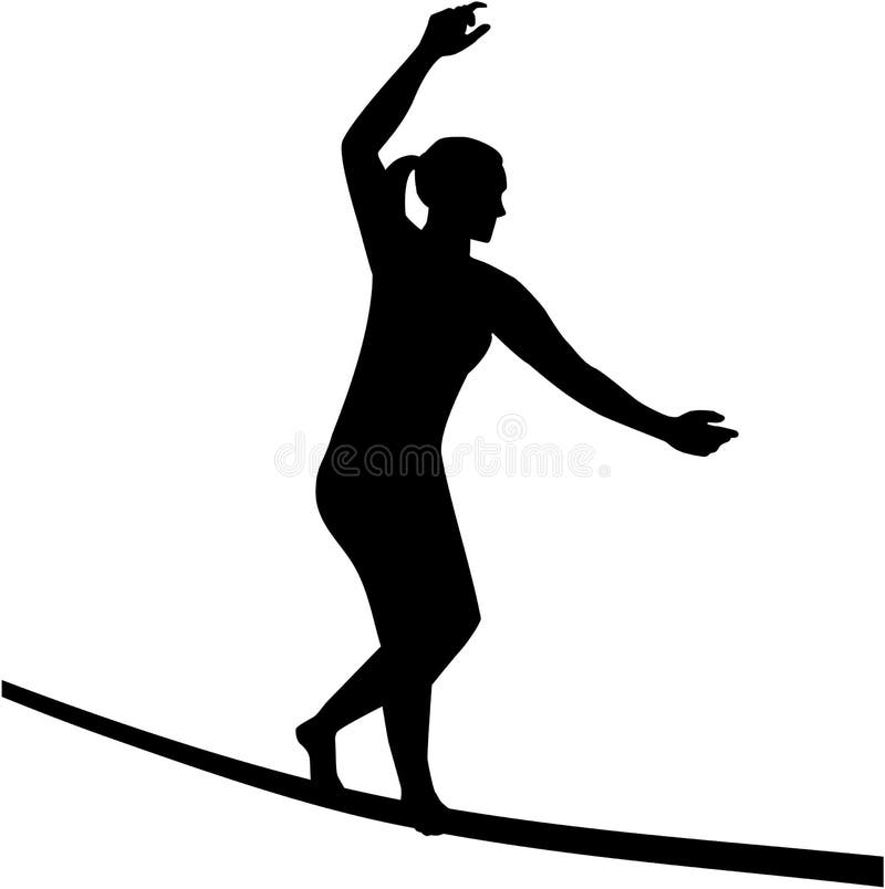 Silueta De La Mujer De Slacklining Ilustración del Vector Ilustración
