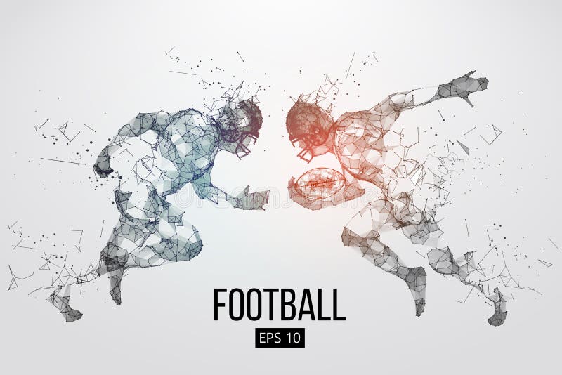 Silueta de las partículas, de las líneas y de los triángulos de un jugador de fútbol americano en fondo rugbi Ilustración del vec libre illustration Silueta de las partículas, de las líneas y de los triángulos de un jugador de fútbol americano en fondo rugbi Ilustración del vec libre illustration