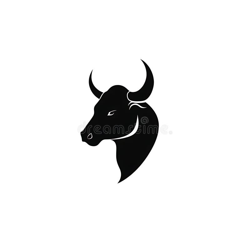 Silueta de Majestic taur negru cu coarne ascuțite royalty free illustration
