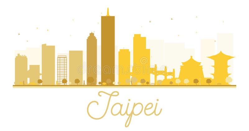 Silueta de oro del horizonte de la ciudad de Taipei libre illustration Silueta de oro del horizonte de la ciudad de Taipei libre illustration