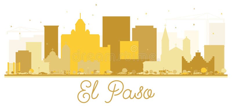 Silueta de oro del horizonte de la ciudad de El Paso Tejas los E.E.U.U.