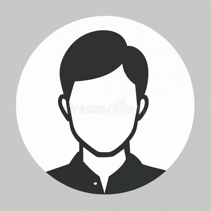 Silueta de perfil de un hombre con cara en blanco. Concepto de marcador de posición de avatar predeterminado para el perfil de usu stock de ilustración