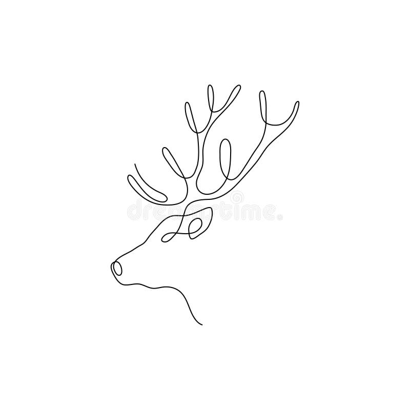 Silueta de proiectare a capului de cerb cu o linie. vector al stilului de minimalism tras manual stock illustration