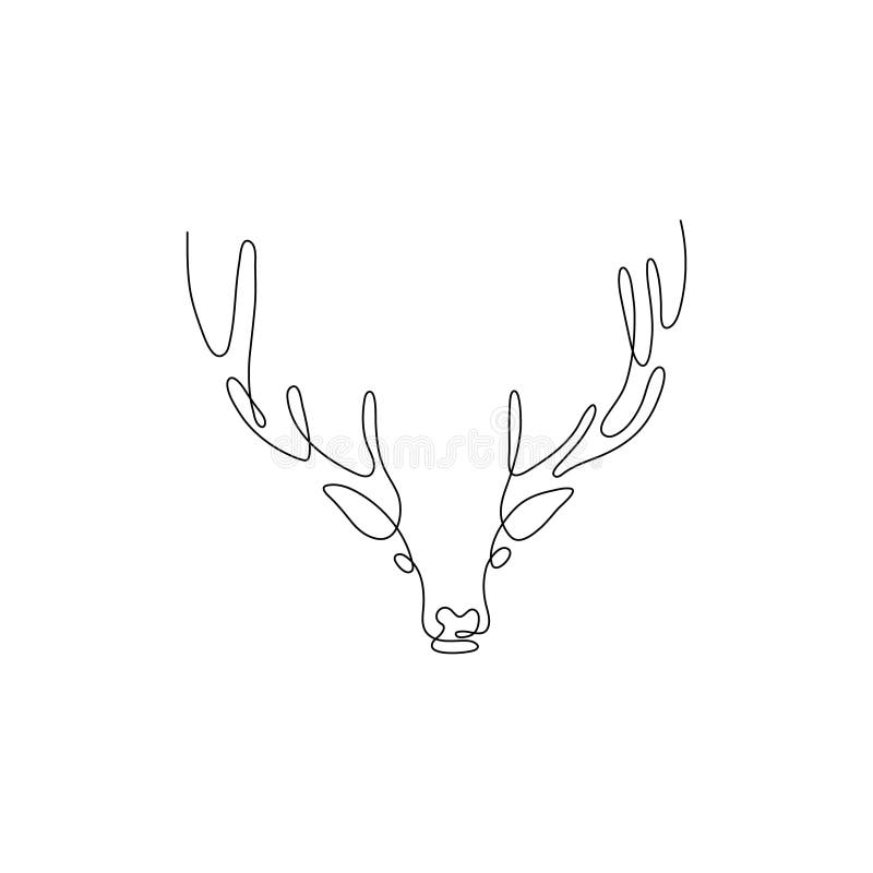 Silueta de proiectare a capului de cerb cu o linie. vector al stilului de minimalism tras manual royalty free illustration