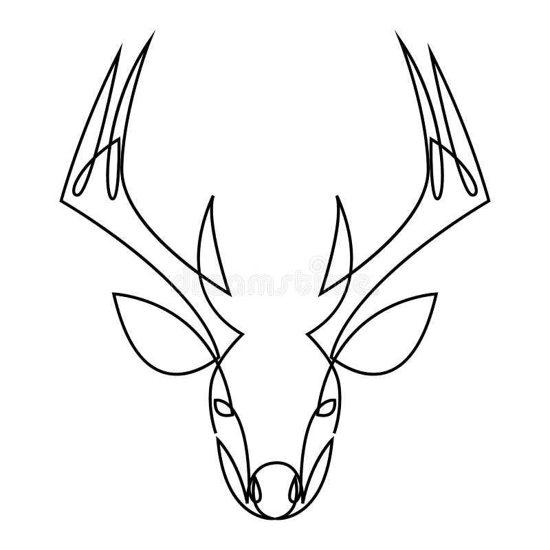 Silueta de proiectare a cerbului cu o linie. ilustrare vectorială a stilului de minimalism desenat manual. vector illustration