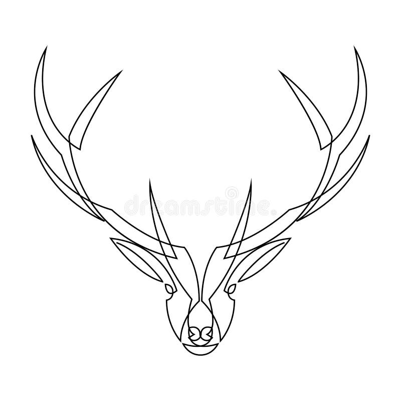 Silueta de proiectare a cerbului cu o linie. ilustrare vectorială a stilului de minimalism desenat manual. royalty free illustration