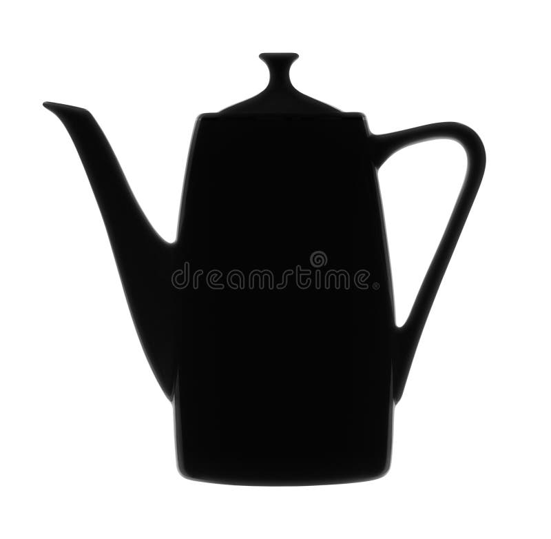 Silueta de una cafetera sobre un fondo blanco fotografía de archivo
