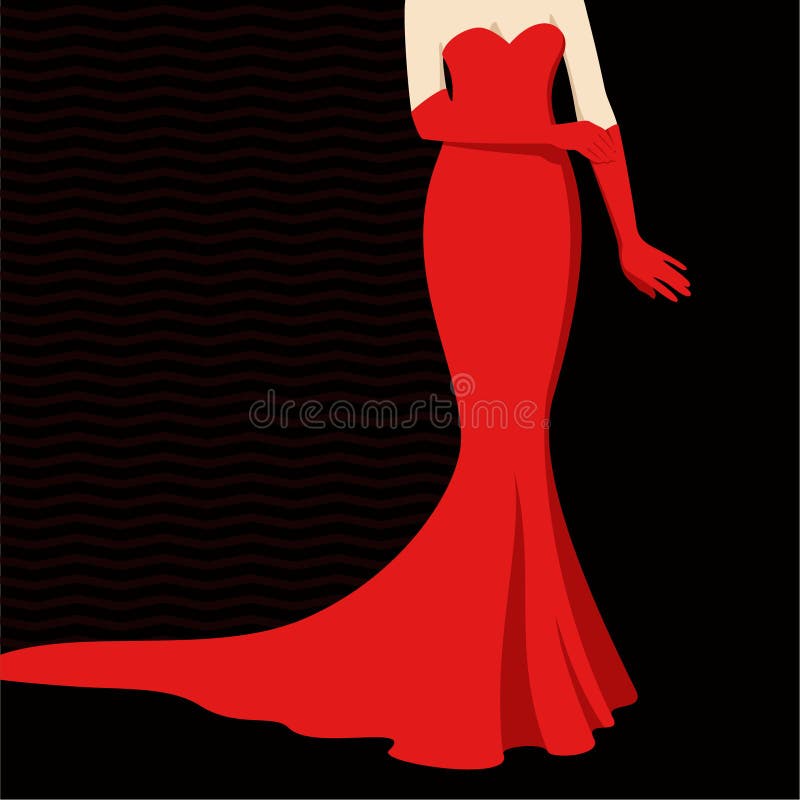 Silueta De Una Mujer Con Un Vestido Rojo De Noche. Máscara Editable. Stock  de ilustración - Ilustración de manera, arte: 207784517