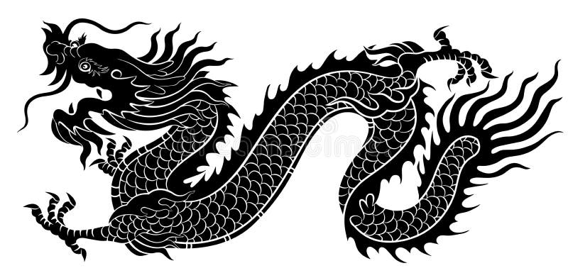 Silueta del arrastre chino del dragón