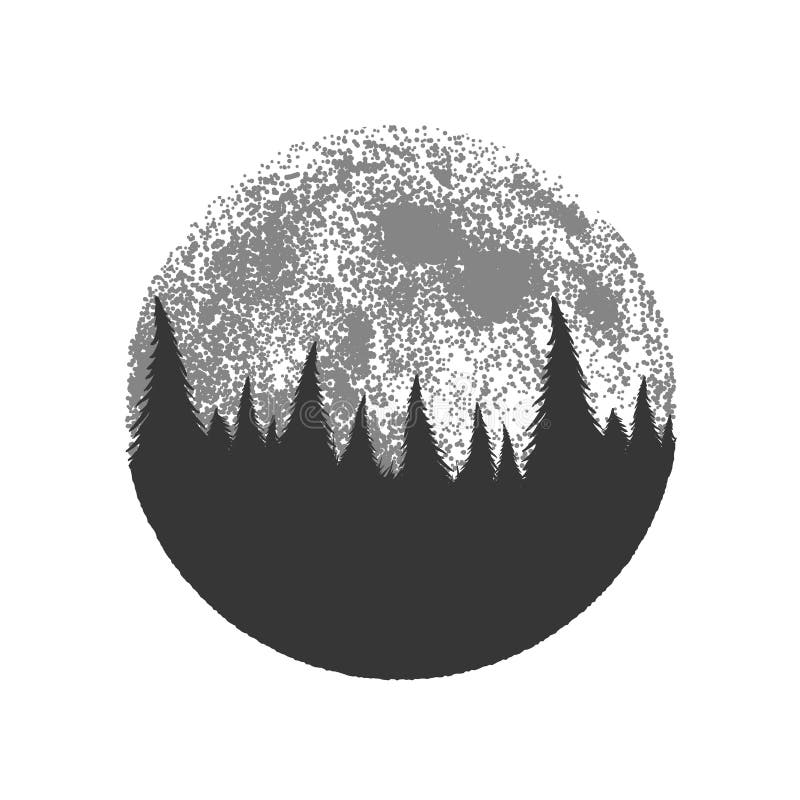 Silueta del bosque en fondo de la Luna Llena libre illustration Silueta del bosque en fondo de la Luna Llena libre illustration