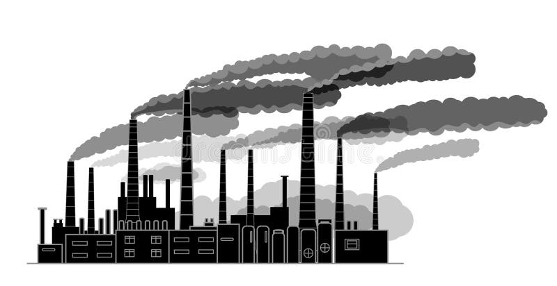 Silueta De Dibujo De La Fábrica Industrial Stock de ilustración -  Ilustración de elementos, carta: 155449901