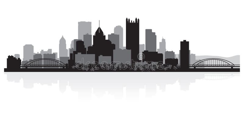Silueta del horizonte de la ciudad de Pittsburgh Pennsylvania stock de ilustración Silueta del horizonte de la ciudad de Pittsburgh Pennsylvania stock de ilustración