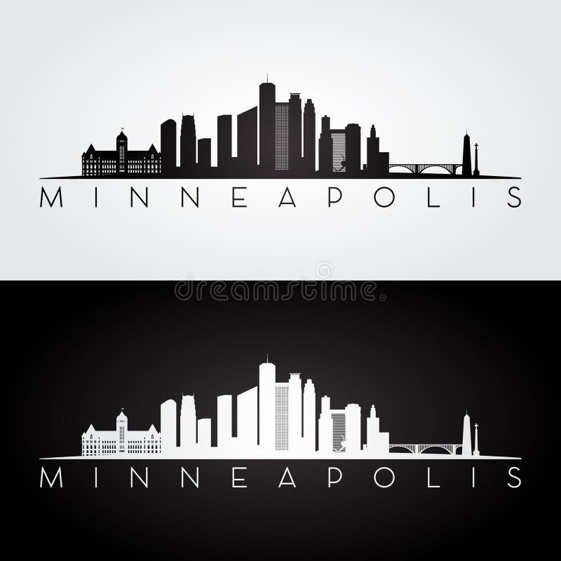 Silueta del horizonte de Minneapolis stock de ilustración Silueta del horizonte de Minneapolis stock de ilustración