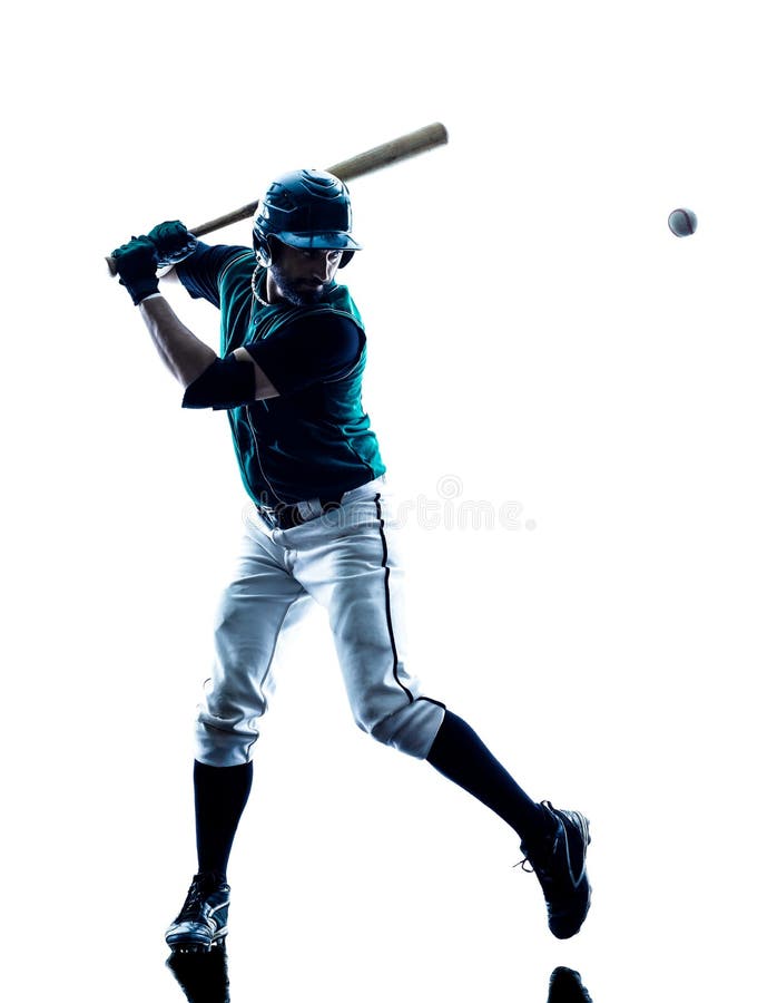 Silueta del jugador de béisbol del hombre aislada foto de archivo Silueta del jugador de béisbol del hombre aislada foto de archivo