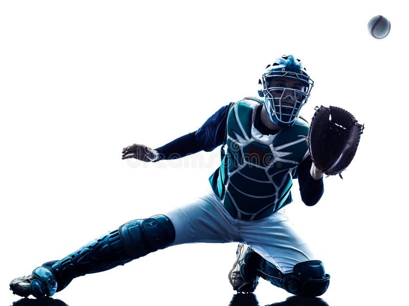 Silueta del jugador de béisbol del hombre aislada imagenes de archivo Silueta del jugador de béisbol del hombre aislada imagenes de archivo