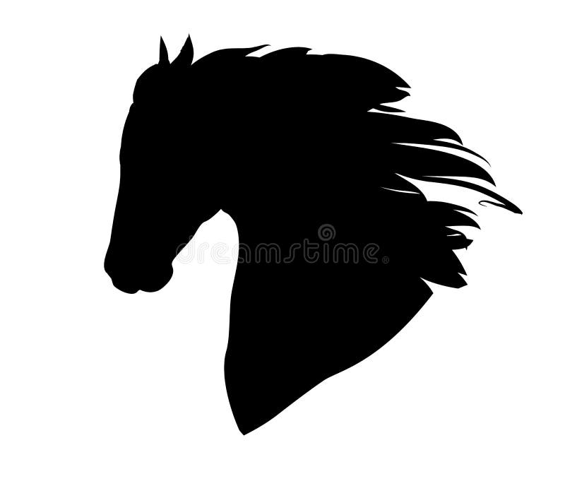 Silueta del logo de la cabeza de caballo vector negro dibujada a mano