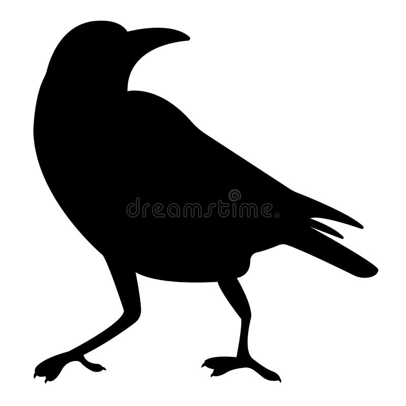 Silueta del logotipo de un pájaro del cuervo en negro en un fondo blanco stock de ilustración Silueta del logotipo de un pájaro del cuervo en negro en un fondo blanco stock de ilustración