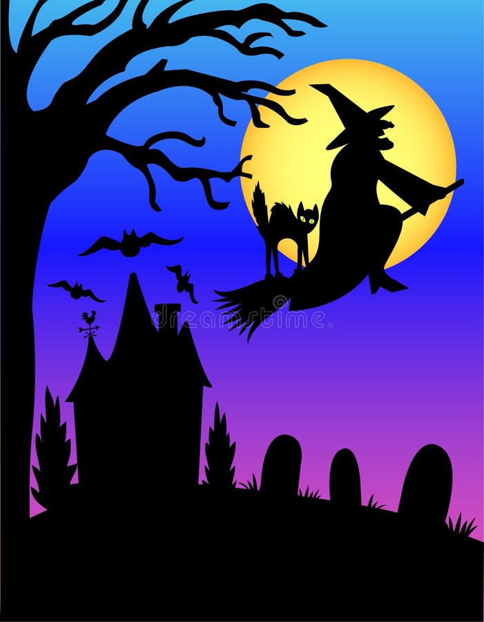 Silueta/EPS de la bruja de Víspera de Todos los Santos ilustración del vector Silueta/EPS de la bruja de Víspera de Todos los Santos ilustración del vector