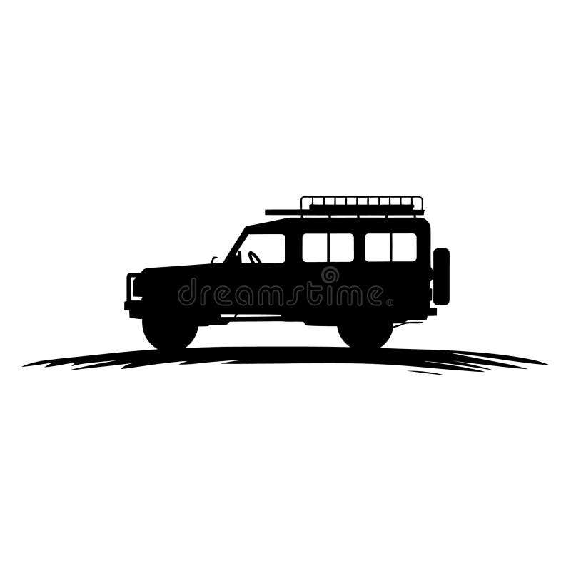 Silueta jeep Safari vector illustration