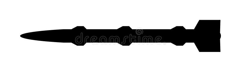 Silueta lansatorului de rachete de artilerie. rachetă nucleară. război nuclear. atac cu proiectil cu bombă. stock illustration