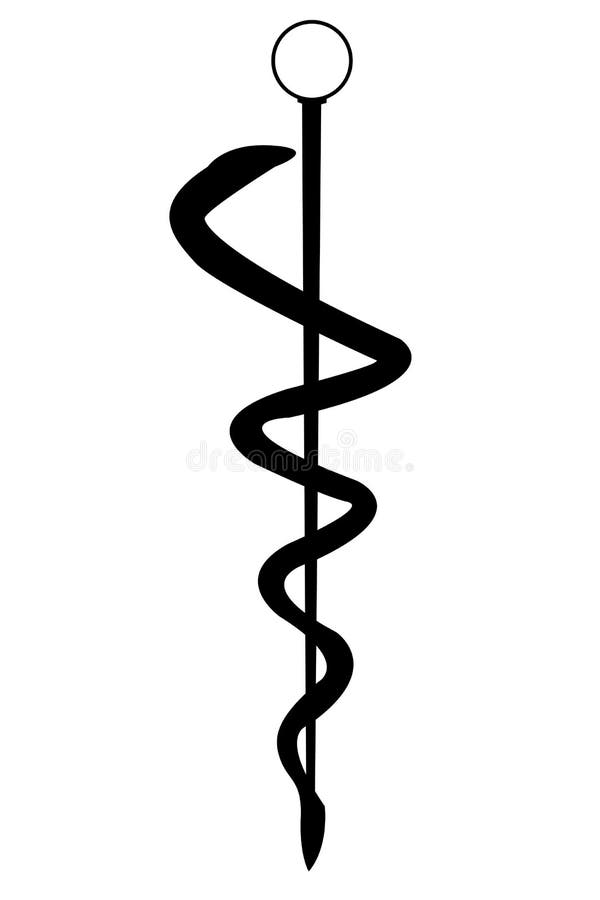 Medical caduceus sign silhouette, vector illustration. Medical caduceus sign silhouette, vector illustration