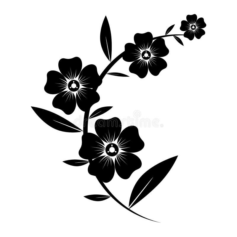 Silueta negra de flores ilustración del vector. Ilustración de brote -  65400490