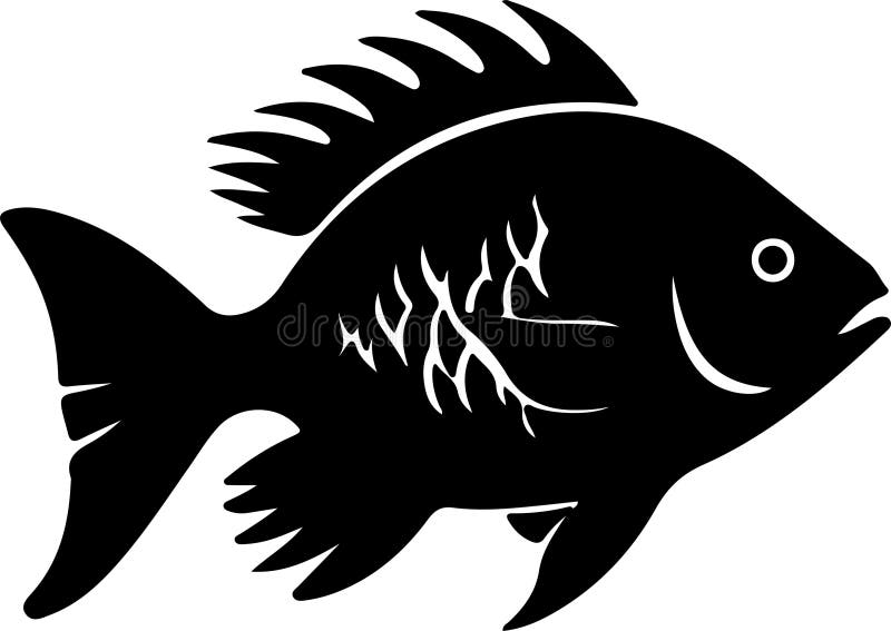 Black silhouette of piranha with transparent background.Generative Ai. Black silhouette of piranha with transparent background.Generative Ai