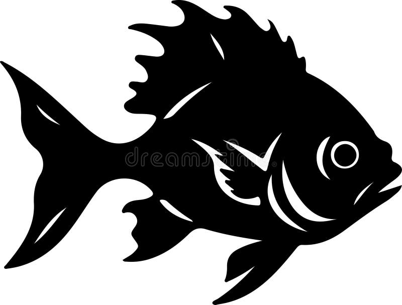 Black silhouette of piranha with transparent background.Generative Ai. Black silhouette of piranha with transparent background.Generative Ai