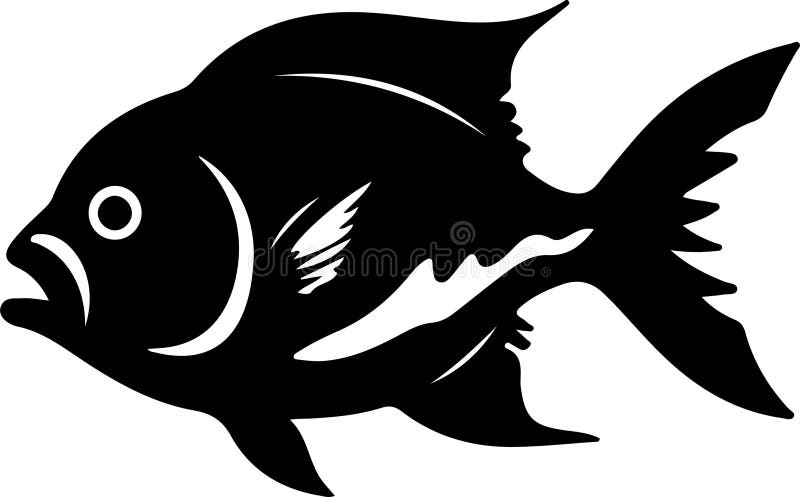 Black silhouette of piranha with transparent background.Generative Ai. Black silhouette of piranha with transparent background.Generative Ai