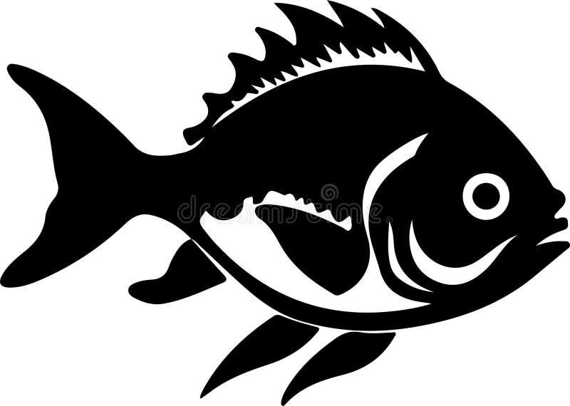 Black silhouette of piranha with transparent background.Generative Ai. Black silhouette of piranha with transparent background.Generative Ai