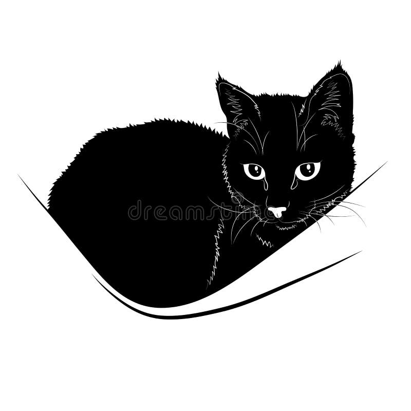 Silueta Negra, Gato Ilustración del Vector - Ilustración de objeto, gatito: