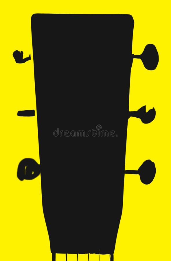 Silueta pentru titluri de chitară aeuro ldquo negru și galben cu pegali pentru tunuri stock image