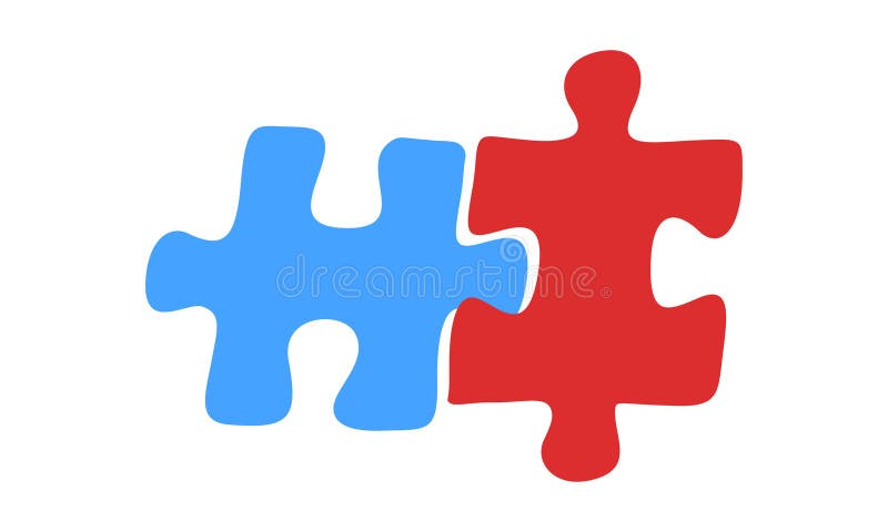 Silueta pieselor de puzzle pentru conceptul de autism. Joc Jigsaw izolat pe fundal alb. Munca în echipă și rezolvarea problemelor stock illustration