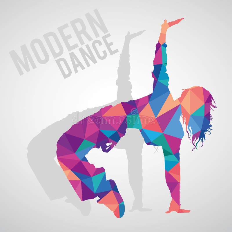 Silueta poligonal de la muchacha juguetona que baila estilo de la danza moderna libre illustration Silueta poligonal de la muchacha juguetona que baila estilo de la danza moderna libre illustration