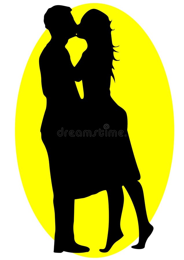 Silueta que se besa del hombre y de la mujer stock de ilustración Silueta que se besa del hombre y de la mujer stock de ilustración