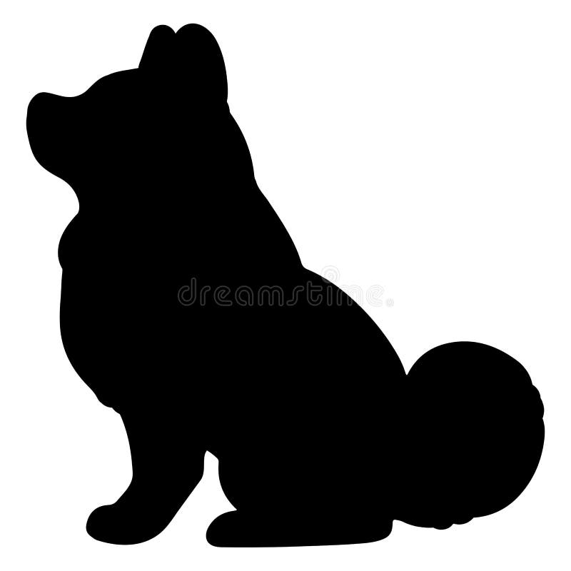 Silueta simple y adorable de un perro akita sentado a la vista lateral ilustración del vector