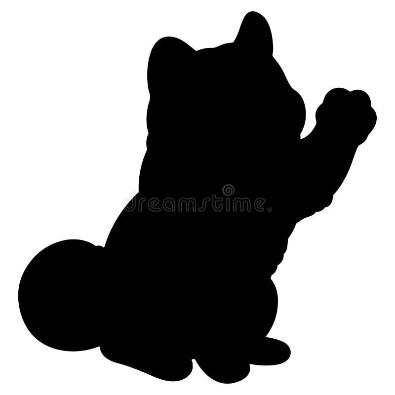 Silueta simple y adorable de un perro akita sentado y ondeando libre illustration