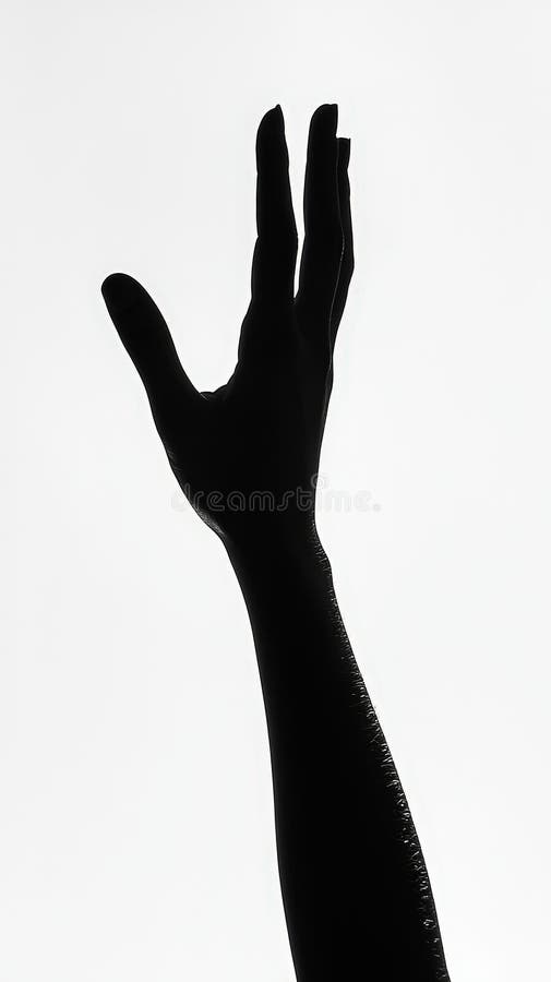 Silueta unei mâini care se ridică în sus în lumină dramatică royalty free stock image