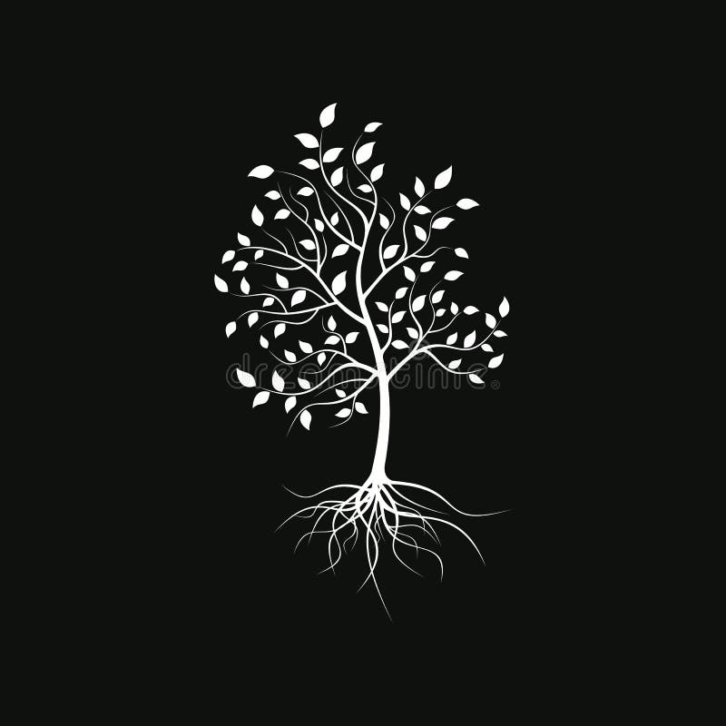 Silueta unui copac singuratic vector illustration