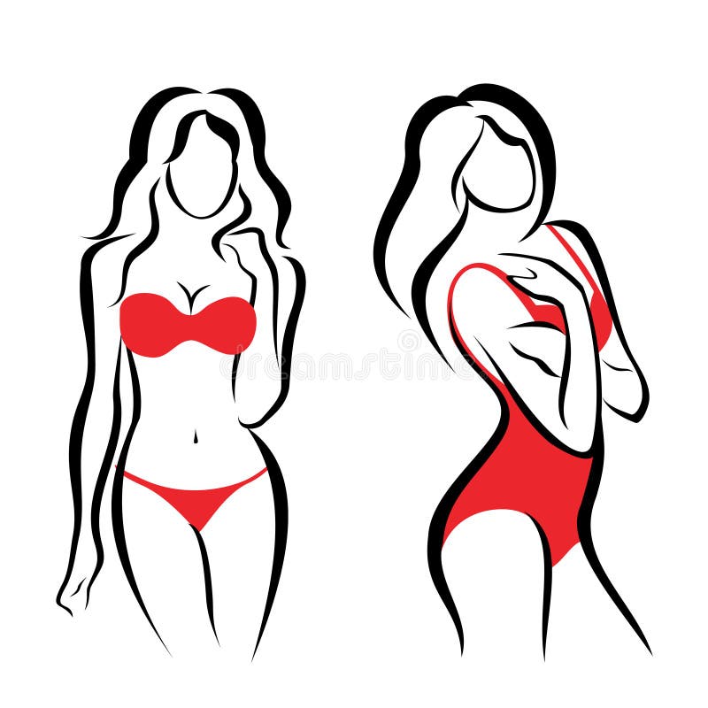 Siluetas Atractivas De La Mujer, Ropa Interior Ilustración del Vector Ilustración de bosquejo, estilo: 34191175
