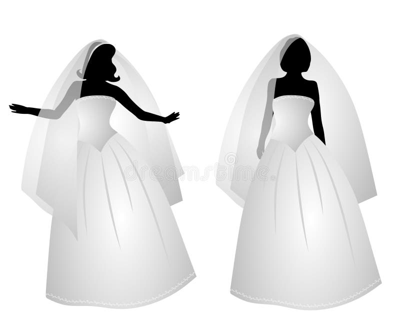 Siluetas blancas de la alineada del vestido nupcial libre illustration Siluetas blancas de la alineada del vestido nupcial libre illustration
