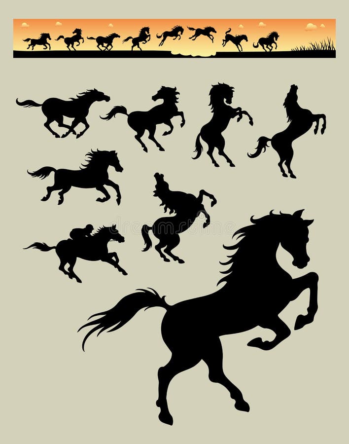 Siluetas corrientes 1 del caballo libre illustration Siluetas corrientes 1 del caballo libre illustration