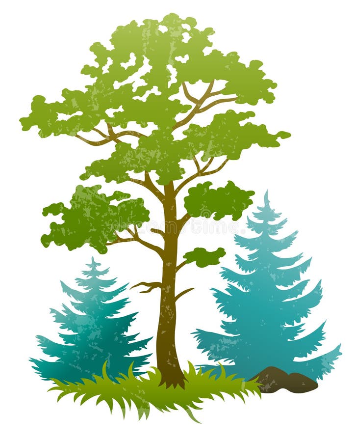 Siluetas de Grunge del árbol forestal y de abetos libre illustration Siluetas de Grunge del árbol forestal y de abetos libre illustration