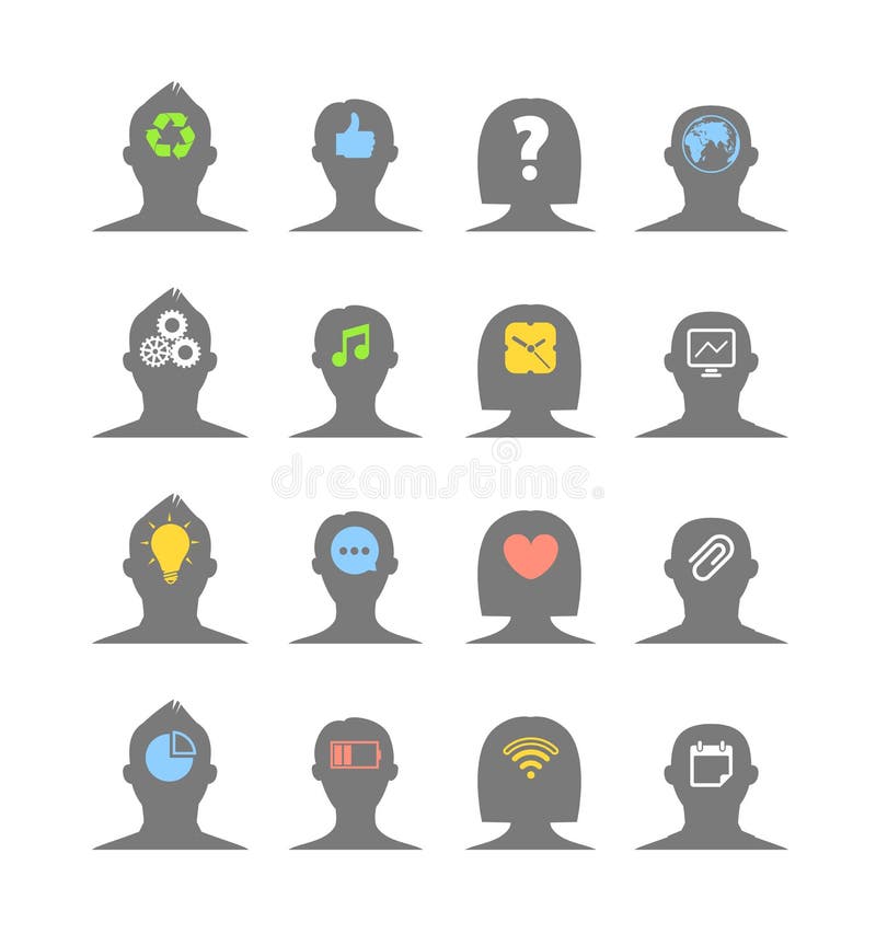 Siluetas de la cabeza humana con diversas ideas libre illustration Siluetas de la cabeza humana con diversas ideas libre illustration
